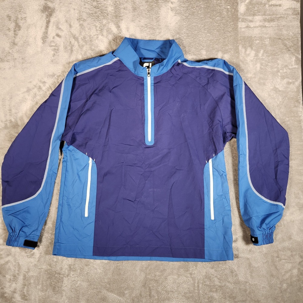FootJoy Quarter Zip Windbreaker Mens Large Blue Excellent Golf Jacket 32648